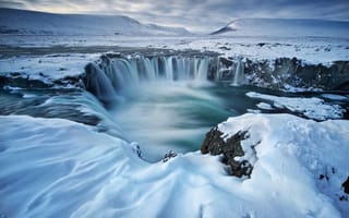 Картинка лед, зима, пейзаж, горы, природа, небо, облака, снег