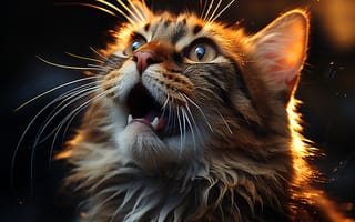 Картинка Взгляд, Кошка, Искусство искусственного интеллекта, Кот, Цифровое искусство, Крупным планом, Морда, ИИ-арт