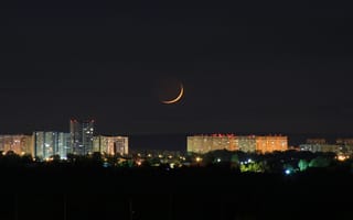 Картинка небо, ночь, город, Stan, Россия, луна, Самарская область, архитектура
