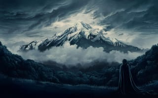 Картинка woman, mountain, mysterious, snow, capped