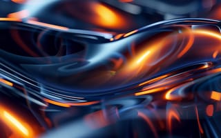Картинка abstract, waves, liquid, blue, orange