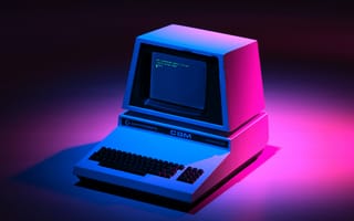 Картинка vintage, blue, code, computer, simple, pink, Commodore, spotlights