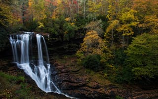 Картинка водопад, осень, лес