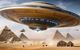 Картинка science fiction, pyramids, UFOs