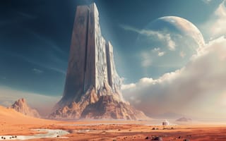 Картинка desert, planet, AI art, building