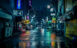 Картинка Япония, переулок, ночной город