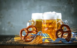 Картинка beer, mug, pretzel, hops