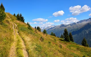 Картинка лес, небо, облака, природа, горы, деревья, пейзаж, скалы