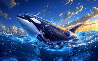 Картинка Облака, Море, ИИ-арт, Нейросеть, Касатка, Цифровое искусство, Искусство искусственного интеллекта