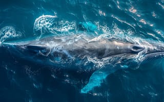 Картинка Вода, Кит, ИИ-арт, Искусство искусственного интеллекта, Сверху, Цифровое искусство, Нейросеть, Дыхало