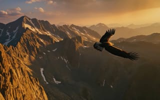 Картинка Eagle, Flight, Wings, Landscape