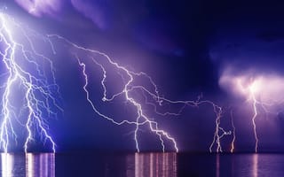 Картинка light, rain, flash, power, nature, night, lightning, heavy