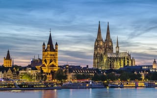 Картинка city, cathedral, german, cologne, historical, rhine, germany, dom