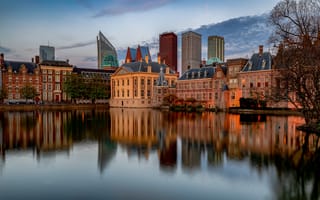 Картинка Дома, Отражение, Нидерланды, Den Haag, Пруд