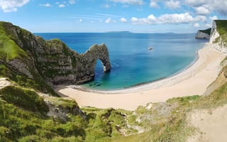 Картинка beach, coast, calm, cliff, beautiful, blue, bay, coastline