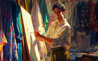 Картинка Улыбка, Парень, Искусство искусственного интеллекта, ИИ-арт, Холст, Художник, Нейросеть, Цифровое искусство