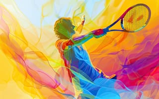 Картинка Спорт, Парень, ИИ-арт, Теннис, Цифровое искусство, Ракетка, Креатив, Арт
