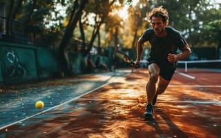 Картинка Мяч, Спорт, ИИ-арт, Ракетка, Мужчина, Теннис, Бег, Цифровое искусство