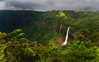 Картинка sky, nature, waterfalls, nohkalikai, water, travel, shillong, falls