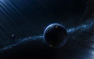 Картинка планета, звездное скопление, луна, спутник