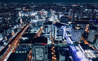 Картинка city, город, горизонт, архитектура, вид сверху, здания, мегаполис, дороги