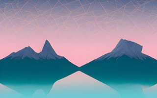 Картинка закат, горы, минимализм, mountains, minimalism, sunset