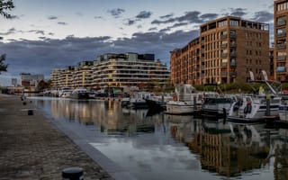 Картинка Дома, Бельгия, Hasselt, Водный канал, Речные суда