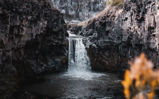 Картинка пейзаж, горы, landscape, скала, водопад, природа, rock, nature