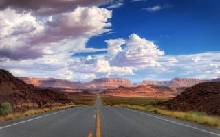 Картинка дорога, way, облако, америка, полосы, асфальт, камень, природа, пейзажи, разделительная полоса, скалы, пустыня, линия, небо, горы, штаты, пути, камни, сша, road, скала, полоса, гора, пустыни, путь, дороги