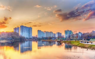 Картинка отражение, вечер, Андрей Плотников, Пушкино