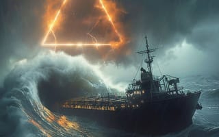 Картинка Вода, Облака, Море, Дождь, Корабль, Ураган, Тучи, Волны
