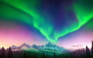 Картинка ночь, Северное сияние, Northern lights, зеленое свечение, green glow, красота природы, night, beauty of nature
