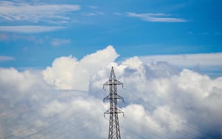 Картинка небо, облака, природа, пейзаж, sky, ЛЭП, провода, landscape