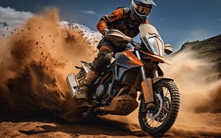 Картинка Пыль, Грязь, Спортсмен, Мужчина, Мотоцикл, Брызги, Мотоспорт, Цифровое искусство