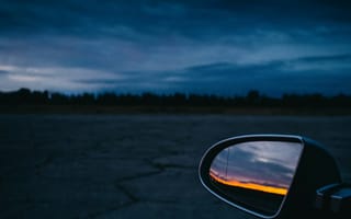 Картинка небо, облака, отражения, природа, закат, пейзаж, горизонт, зеркало