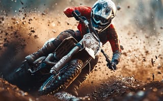 Картинка Грязь, Шлем, Спортсмен, Мужчина, Цифровое искусство, Мотоцикл, Брызги, Крупным планом