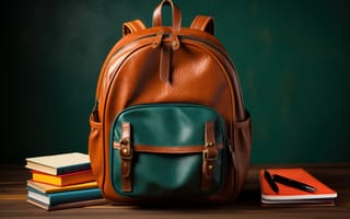 Картинка книги, ручки, рюкзак, тетради