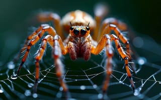 Картинка Взгляд, Паук, Искусство искусственного интеллекта, Глаза, Крупным планом, Цифровое искусство, ИИ-арт, Паутина