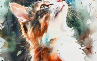 Картинка Кошка, Усы, Арт, Кот, Цифровое искусство, ИИ-арт, Морда, Искусство искусственного интеллекта