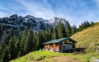 Картинка Дома, Горы, Австрия, Hahle Hütte, Альпы