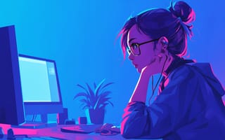 Картинка girl, young, glasses, cute, beautiful, ai art