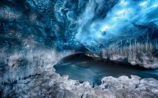 Картинка тоннель, лёд, ледник, снег, природа