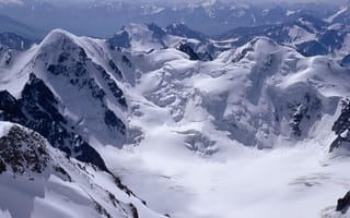 Картинка зима, небо, горы, природа, скалы, снег, облака, пейзаж