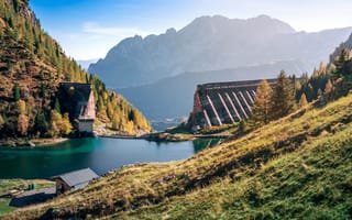 Картинка Италия, Italy, водохранилище, Bergamo, Бергамо, Солнечный свет, Sunlight, Reservoir