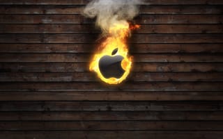 Обои Apple, яблоко, горит, огонь