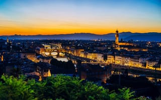 Картинка Ночь, Город, Italy, Флоренция, Ponte Vecchio, Здания, Италия, City