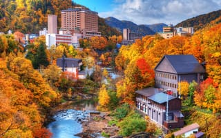 Картинка japan, autumn, hot springs, japanese, asia, jozankei, fall, hokkaido