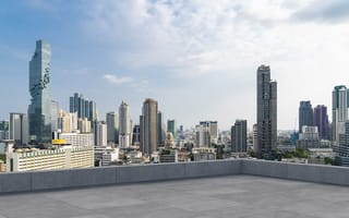 Картинка city, road, top, view, day, roof, building, terrace