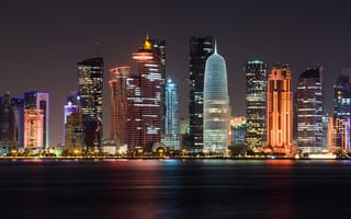 Картинка city, doha, district, downtown, architecture, arabia, cityscape, arabic