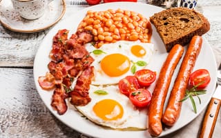 Картинка classic, beans, bread, bacon, breakfast, british, brunch